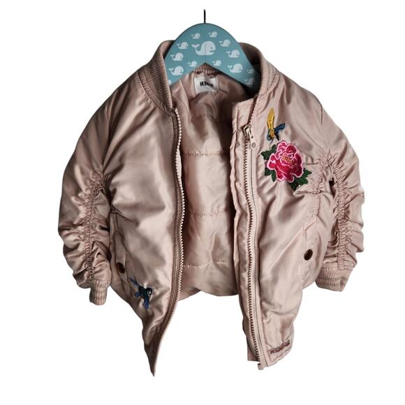 Hudson Toddler Girls Size 3T Puffer Bomber Embroidered Jacket Light Pink - Picture 2 of 7